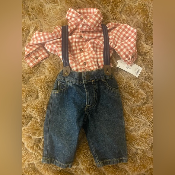 NWT Carter’s Just One You plaid flannel and jeans outfit boys 3 months - Picture 2 of 5